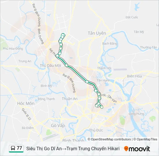 Bản đồ Tuyến 77 xe buýt