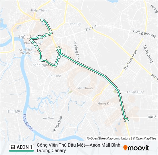 Bản đồ Tuyến AEON 1 xe buýt