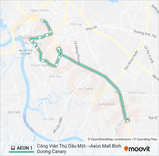 Bản đồ Tuyến AEON 1 xe buýt