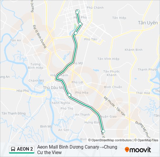 Bản đồ Tuyến AEON 2 xe buýt