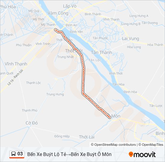 Bản đồ Tuyến 03 xe buýt