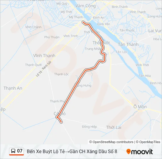 Bản đồ Tuyến 07 xe buýt