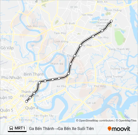Bản đồ Tuyến MRT1 xe buýt