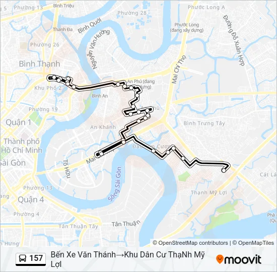 Bản đồ Tuyến 157 xe buýt