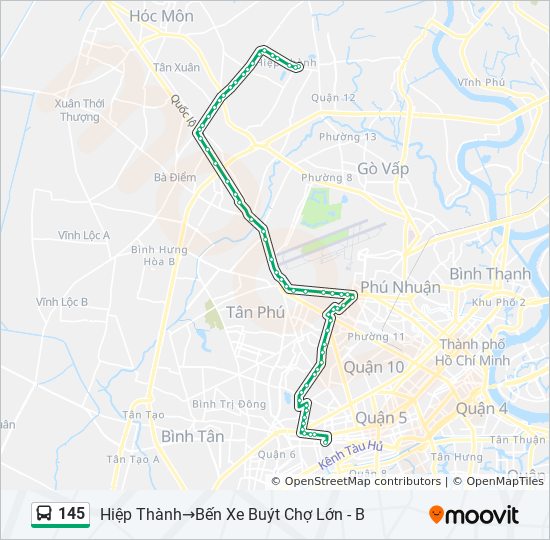 Bản đồ Tuyến 145 xe buýt