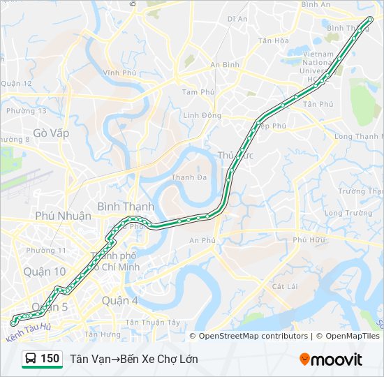 Bản đồ Tuyến 150 xe buýt