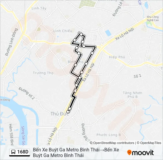 Bản đồ Tuyến 168D xe buýt