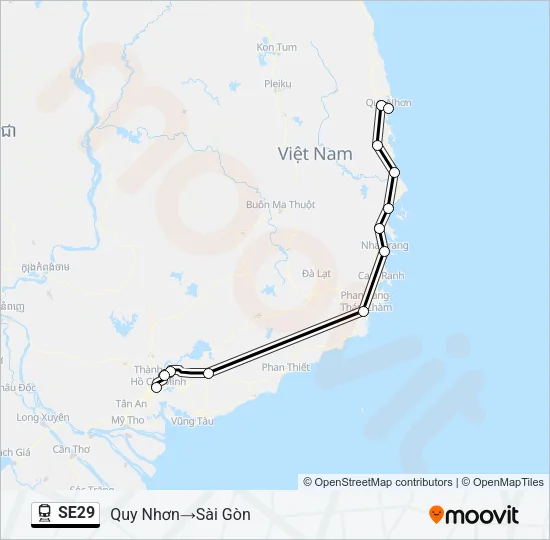Bản đồ Tuyến SE29 tàu hỏa
