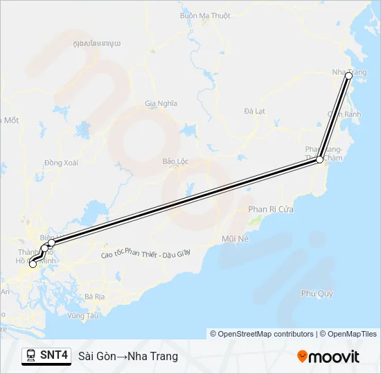 Bản đồ Tuyến SNT4 tàu hỏa