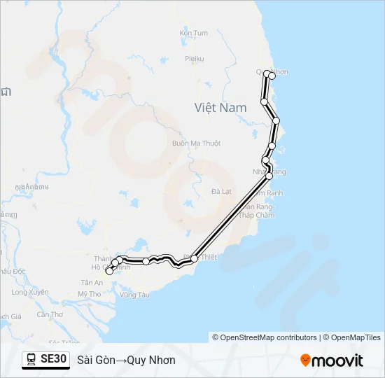 Bản đồ Tuyến SE30 tàu hỏa