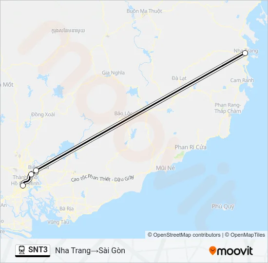 Bản đồ Tuyến SNT3 tàu hỏa