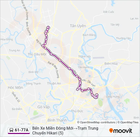 61-77A Bus Line Map