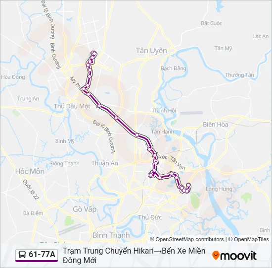 Bản đồ Tuyến 61-77A xe buýt