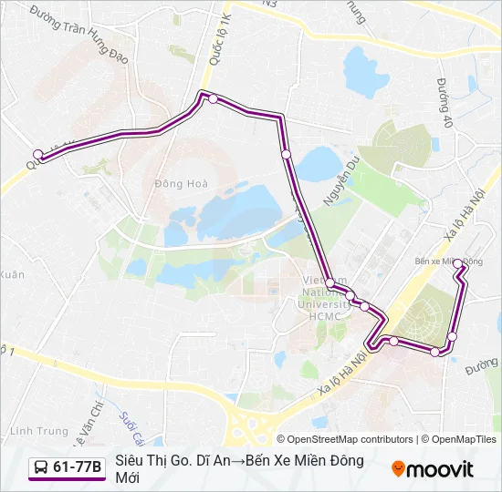 61-77B Bus Line Map