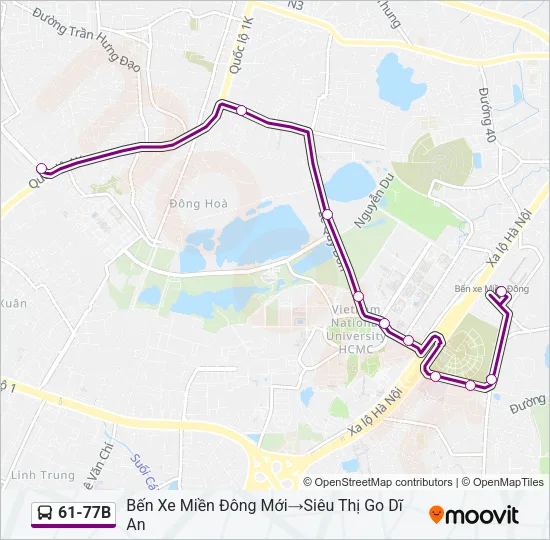 61-77B Bus Line Map