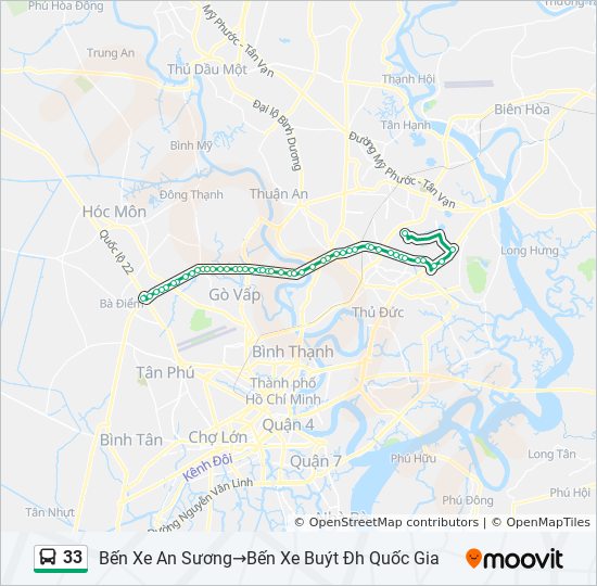 Bản đồ Tuyến 33 xe buýt