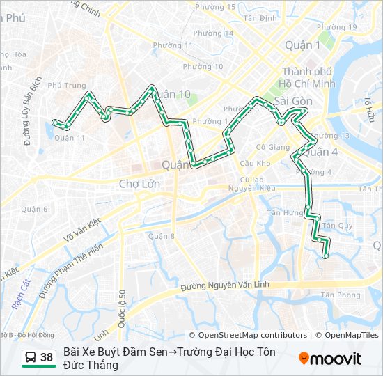 Bản đồ Tuyến 38 xe buýt
