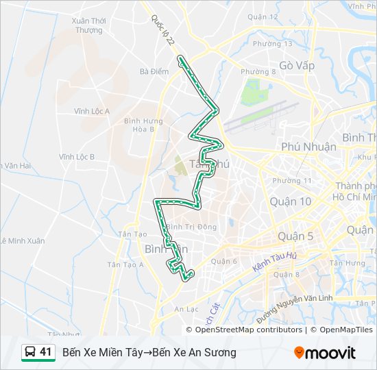 Tuyến 41: Lịch trình, Điểm dừng & Bản đồ - Bến Xe Miền …