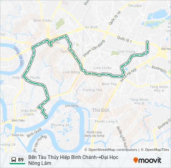 Bản đồ Tuyến 89 xe buýt