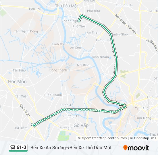 Bản đồ Tuyến 61-3 xe buýt