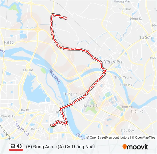 Bản đồ Tuyến 43 xe buýt