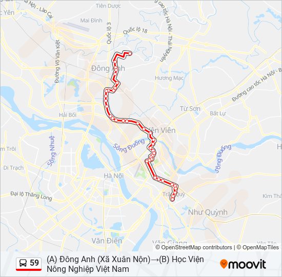 Bản đồ Tuyến 59 xe buýt