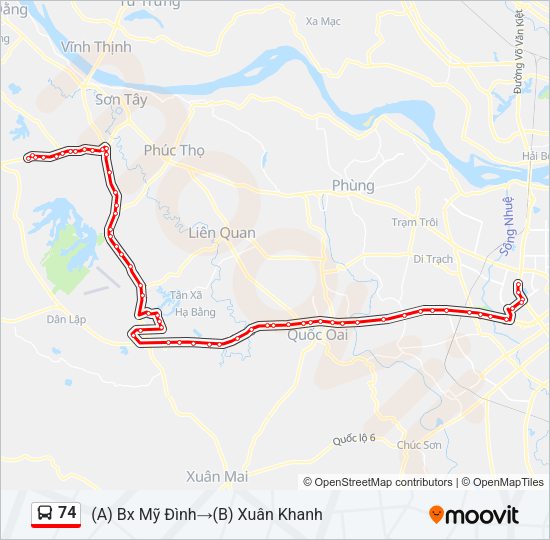 Bản đồ Tuyến 74 xe buýt