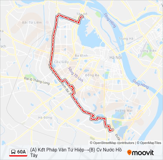 Bản đồ Tuyến 60A xe buýt