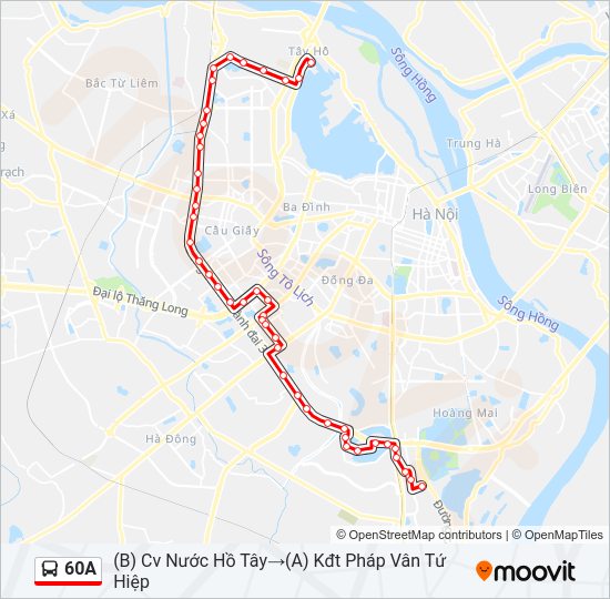 Bản đồ Tuyến 60A xe buýt