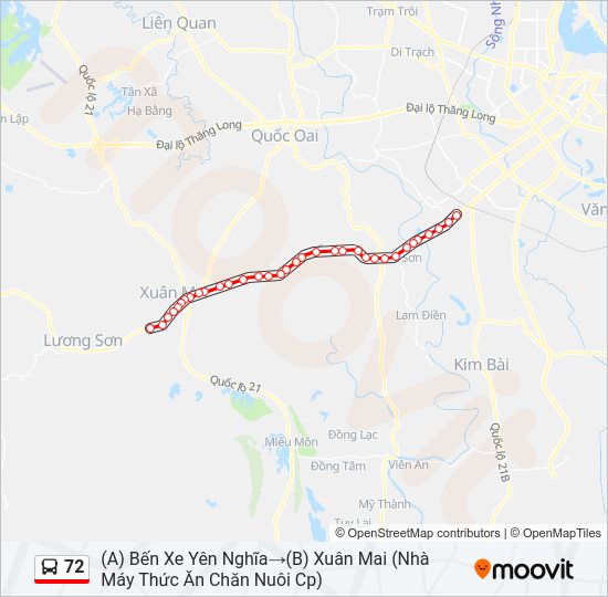 Bản đồ Tuyến 72 xe buýt
