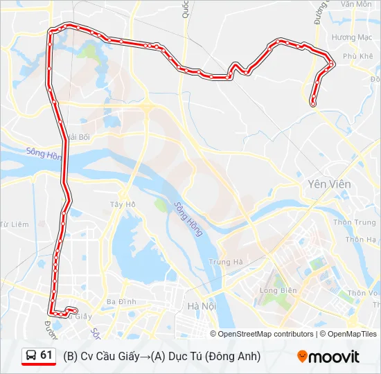 Bản đồ Tuyến 61 xe buýt