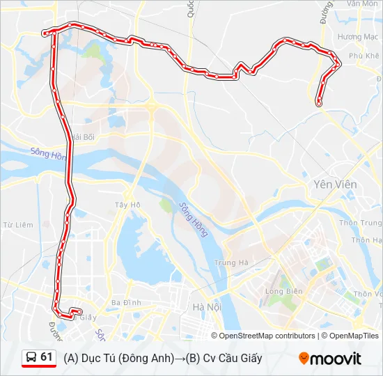 61 Bus Line Map