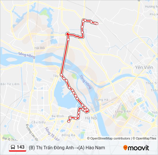 Bản đồ Tuyến 143 xe buýt