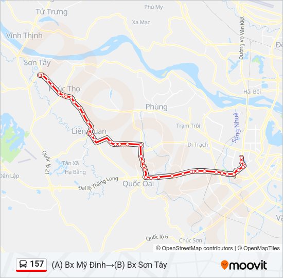 Bản đồ Tuyến 157 xe buýt