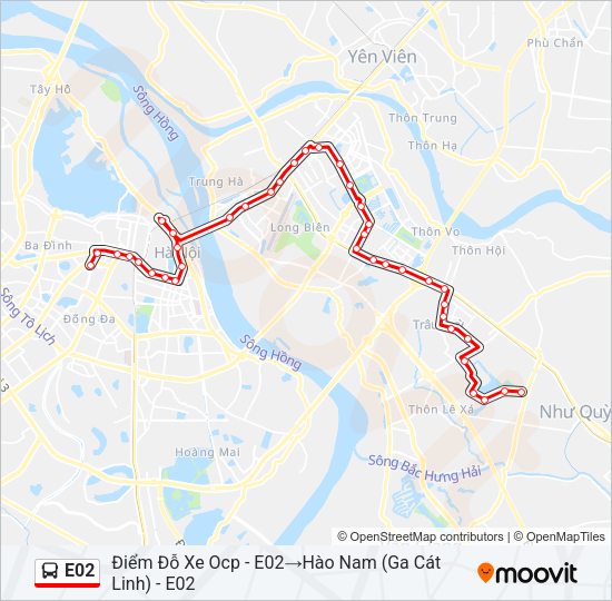 Bản đồ Tuyến E02 xe buýt