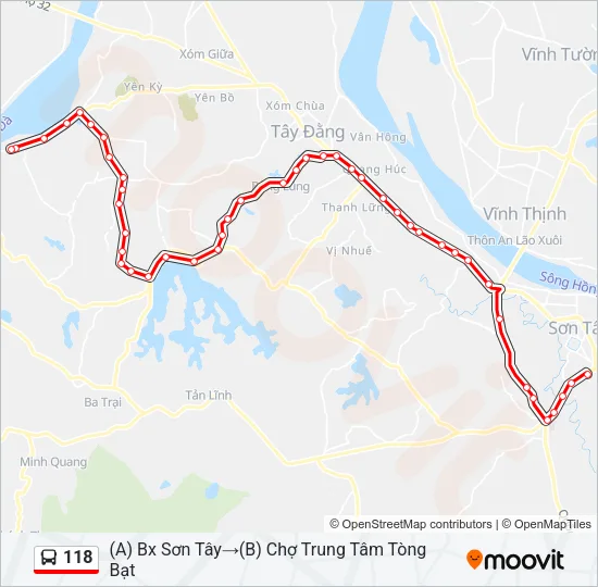 Bản đồ Tuyến 118 xe buýt