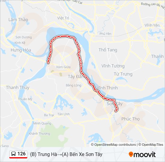 Bản đồ Tuyến 126 xe buýt
