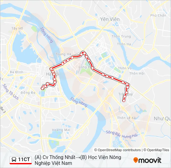 Bản đồ Tuyến 11CT xe buýt