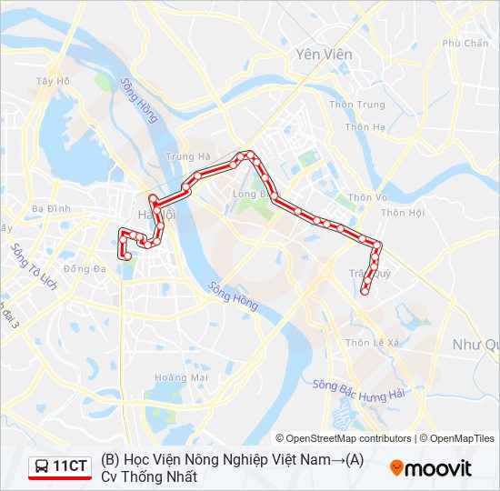 Bản đồ Tuyến 11CT xe buýt