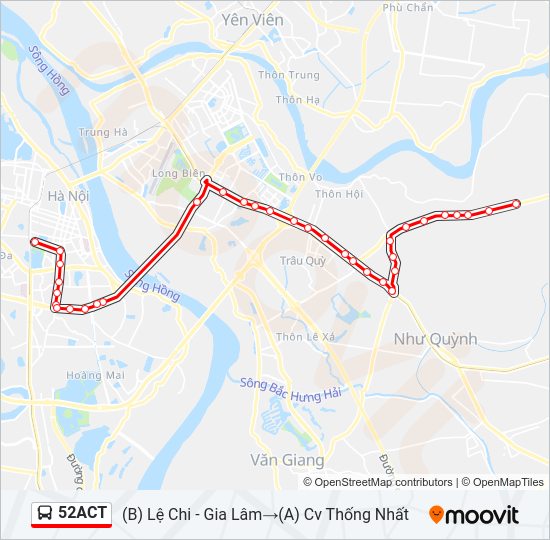 Bản đồ Tuyến 52ACT xe buýt