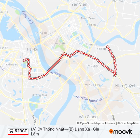 Bản đồ Tuyến 52BCT xe buýt
