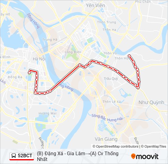 Bản đồ Tuyến 52BCT xe buýt