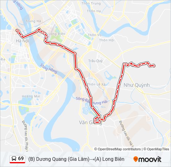 Bản đồ Tuyến 69 xe buýt