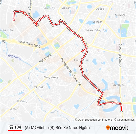 Bản đồ Tuyến xe buýt 104