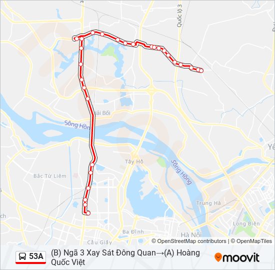 Bản đồ Tuyến 53A xe buýt
