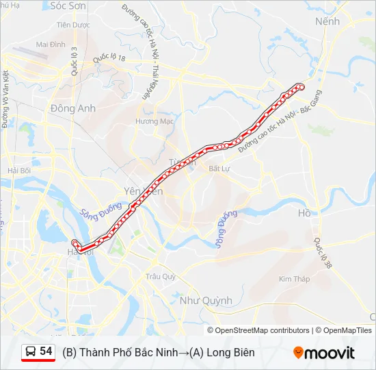 54 Bus Line Map