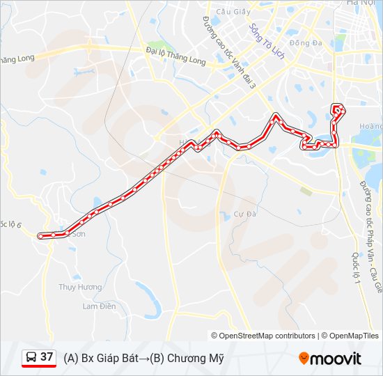 Bản đồ Tuyến 37 xe buýt