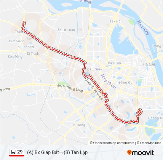 Bản đồ Tuyến 29 xe buýt