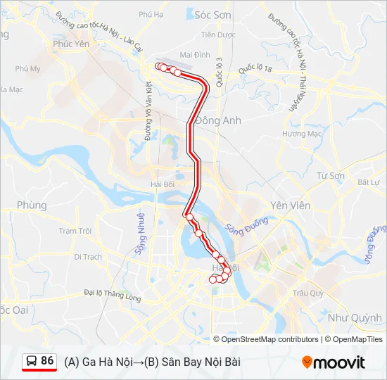 86 Bus Line Map