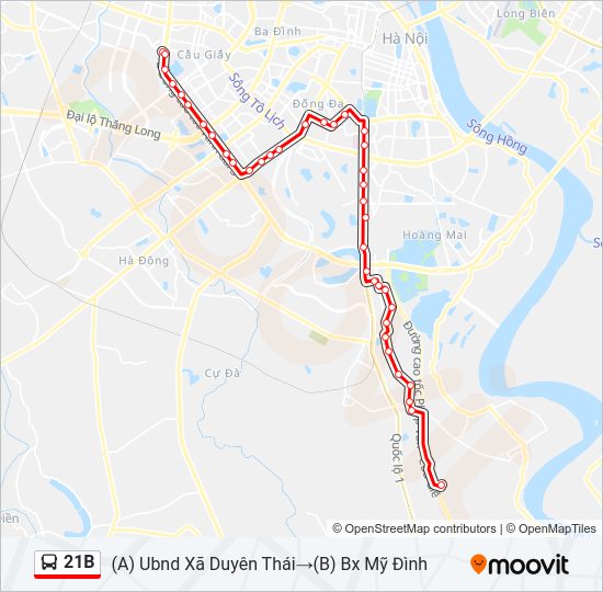 21B bus Line Map